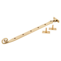 Altro Cast Open Curl Casement Window Stay - 12"/300mm Length - Polished Brass