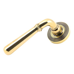 From The Anvil Aged Brass Door Handles on Round Beehive Rose - Newbury Range