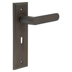 Burlington by Frelan Dark Bronze Fire Rated Lock Door Handles - Kensington - 200 x 55mm