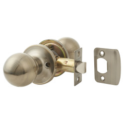 Touchpoint Antique Brass Bala Hotel Passage Mortice Door Knobset - 65mm Rose Diameter