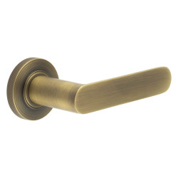 Burlington by Frelan Antique Brass Fire Rated Door Handles on Round Knurled Rose - Kensington Range