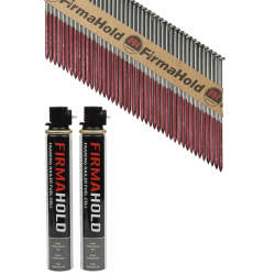 TIMCO FirmaHold First Fix Nail and Gas - Plain - 34° Angled - 3.1 x 90mm - Bright - 2 Fuel Cells