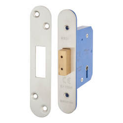 Altro Architectural 5 Lever Deadlock - 65mm Case - 44mm Backset - Radius - Satin Stainless Steel