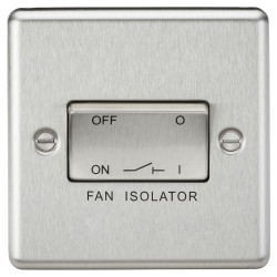 Knightsbridge 10A 1 Gang Round Edge Triple Pole Fan Isolator Switch - Brushed Chrome