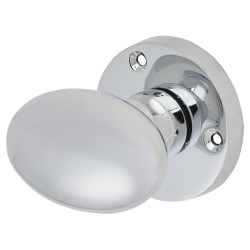 Touchpoint Polished Chrome Victorian Oval Mortice Door Knob - 61mm Rose Diameter