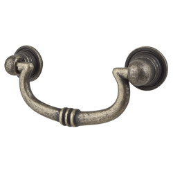 Olde Forge Antique Style Swan Cabinet Drop Handle - 64mm Centres - Antique Brass