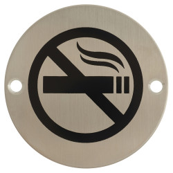 Altro No Smoking Door Sign - 75mm Diameter - Satin Stainless Steel
