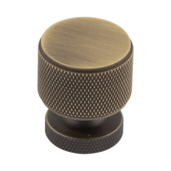Burlington by Frelan Piccadilly Knurled Round Cabinet Knob - 30mm Diameter - Antique Brass
