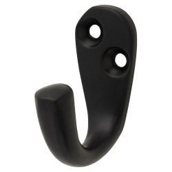 Hampstead Solid Brass Single Coat Hook - 43 x 17mm - Matt Black