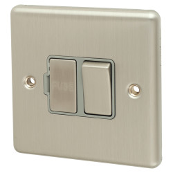 Eurolite Enhance Decorative 13A 1 Gang DP Switched Fused Spur - Satin Steel with Grey Inserts