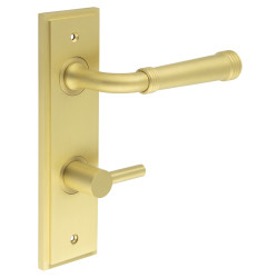 Burlington by Frelan Satin Brass Fire Rated DIN Bathroom Door Handles - Highgate - Inner 3 - 200 x 55mm