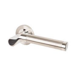 Steelworx Satin/Polished Stainless Steel Door Handles on Round Rose - Lucerna Range