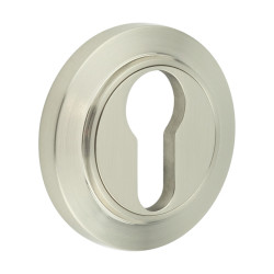 Burlington BUR61 by Frelan Escutcheon on Chamfered Rose - 53mm Diameter - Euro - Satin Nickel