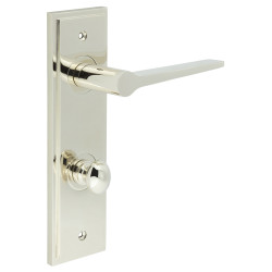 Burlington Frelan Polished Nickel Fire Rated DIN Bathroom Door Handles - Knightsbridge - Inner 1 - 200 x 55mm