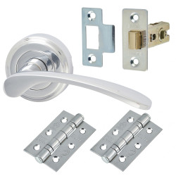 Heritage Brass by M Marcus Polished Chrome Latch Door Handles on Rose Pack - Sophia Range