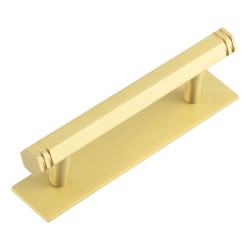Hoxton by Frelan Nile 15mm Hex T-Bar Cabinet Pull Handle on Plain Backplate - 96mm c/c - Satin Brass