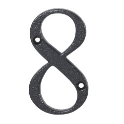 76mm Screw Fix Door Numeral - 8 - Antique Black Iron