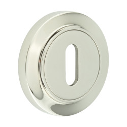 Burlington BUR60 by Frelan Escutcheon on Chamfered Rose - 53mm Diameter - Keyhole - Polished Nickel