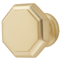 Altro Looe Octagonal Cabinet Knob - 37mm Diameter  - Satin Brass