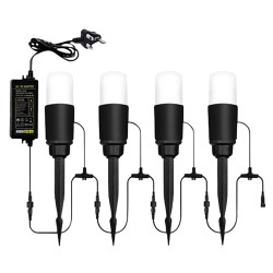 Forum Zink Lapin 3W LED Pathway Garden Light Kit - IP65 - 4000K Cool White - Black - Pack of 4