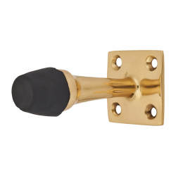 Altro Square Base Projection Door Stop - 70mm Projection - Polished Brass