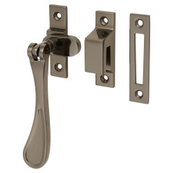 Hampstead Victorian Mortice & Hook Plate Casement Window Fastener - Reversible - Black Nickel