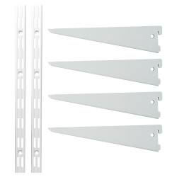 Altro Twin Slot Shelving Kit - 2 x 500mm Shelf Wall Uprights & 4 x 270mm Shelf Brackets - White