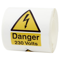 Altro Danger 230 Volts - 80 x 80mm - Self Adhesive Vinyl Labels - Roll of 250