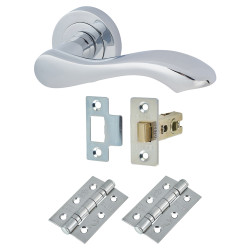 Touchpoint Polished Chrome Scroll Latch Door Handles on Rose Pack - Scarlett Range