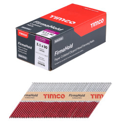 TIMCO FirmaHold First Fix Nail - Plain - 34° Angled - 3.1 x 90mm - FirmaGalv - Pack of 1100