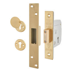 UNION 3G114E BS3621:2007 Heavy Duty Deadlock - 80mm Case - 53mm Backset - Polished Brass