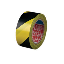 Tesa 60760 PVC Hazard Warning Floor and Lane Marking Tape - 50mm x 33m - Black/Yellow