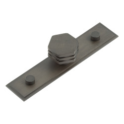 Hoxton by Frelan Nile Hex Cabinet Knob on Stepped Backplate - 30mm Diameter - Dark Bronze