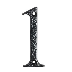 76mm Screw Fix Door Numeral - 1 - Antique Black Iron