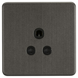 Knightsbridge 5A Screwless Flat Plate Unswitched Round Pin Socket - Smoked Bronze with Black Insert