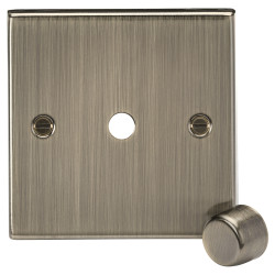 Knightsbridge 1 Gang Square Edge Dimmer Plate with Metal Dimmer Cap - Antique Brass