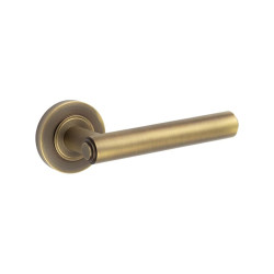 Burlington by Frelan Antique Brass Fire Rated Door Handles on Round Rose - Richmond Range