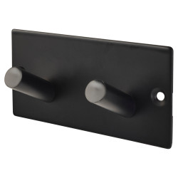 Altro Square Horizontal Hook Plate - 90 x 45mm - 2 Hooks - Matt Black
