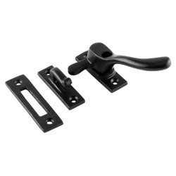Olde Forge Ball End Locking Mortice & Hook Plate Casement Window Fastener - RH - Antique Black Iron