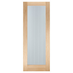 LPD Mexicano Pattern 10 Clear Glazed & Frosted Lines Unfinished Internal Door - 1981 x 762mm - Oak