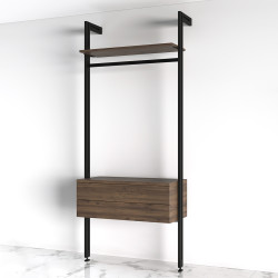 Emuca Zero Bracket Pack - 1 x Wooden Shelf Bracket 1 x Floating Unit Bracket 1 x Rail - Black