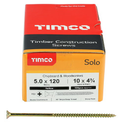 TIMCO Solo Chippy Pozi Countersunk Wood Screws - 5.0 x 120mm - Yellow Zinc - Pack of 100