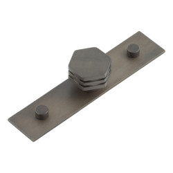 Hoxton by Frelan Nile Hex Cabinet Knob on Plain Backplate - 30mm Diameter - Dark Bronze