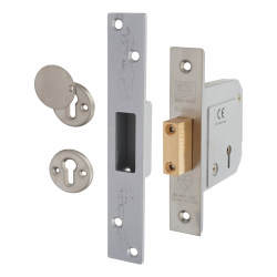 UNION 3G114E BS3621:2007 Heavy Duty Deadlock - 80mm Case - 53mm Backset - Satin Chrome