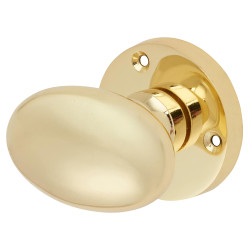 Touchpoint Polished Brass Victorian Oval Mortice Door Knob - 61mm Rose Diameter