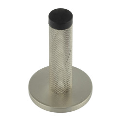 Burlington by Frelan Knurled Projection Door Stop on Plain Rose - 76mm Projection - Satin Nickel