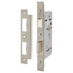 Union HD72 Heavy Duty DIN Bathroom Lock - 90mm Case - 60mm Backset - Square - Sat Stainless Steel