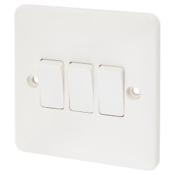 Touchpoint 10A 3 Gang 2 Way Light Switch - White
