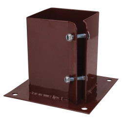 Powapost Fence Post Bolt Down Shoe - Twin Bolt - 50 x 50mm - Brown Powder Coated