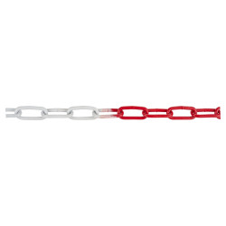 Welded Steel Chain - 6 x 42mm - 10m Length - Red/White